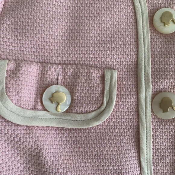 MOSCHINO Couture Italy Pink Jacket IVORY WHITE HEART TRIM USA 4 IT38 BOLERO - Picture 9 of 16